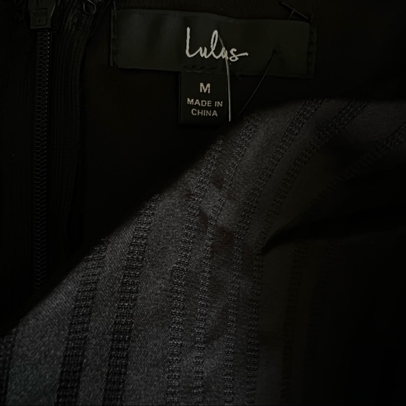 Lulus Dance After Dark Black Satin Striped Skater Dress size Medium - Picture 7 of 8